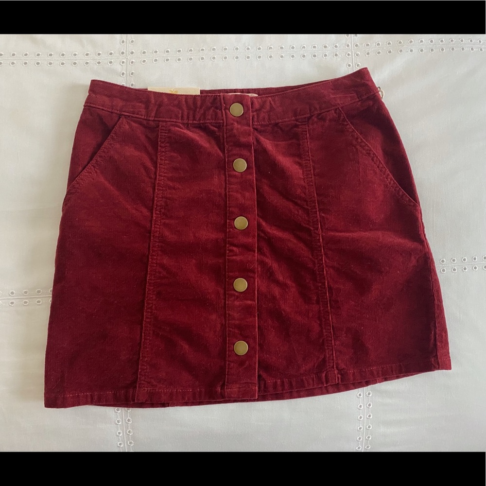 Corduroy Red Mini Skirt